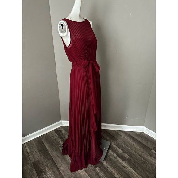 Badgley Mischka Sleeveless Pleated Georgette Gown US 8 $895 - Picture 8 of 9
